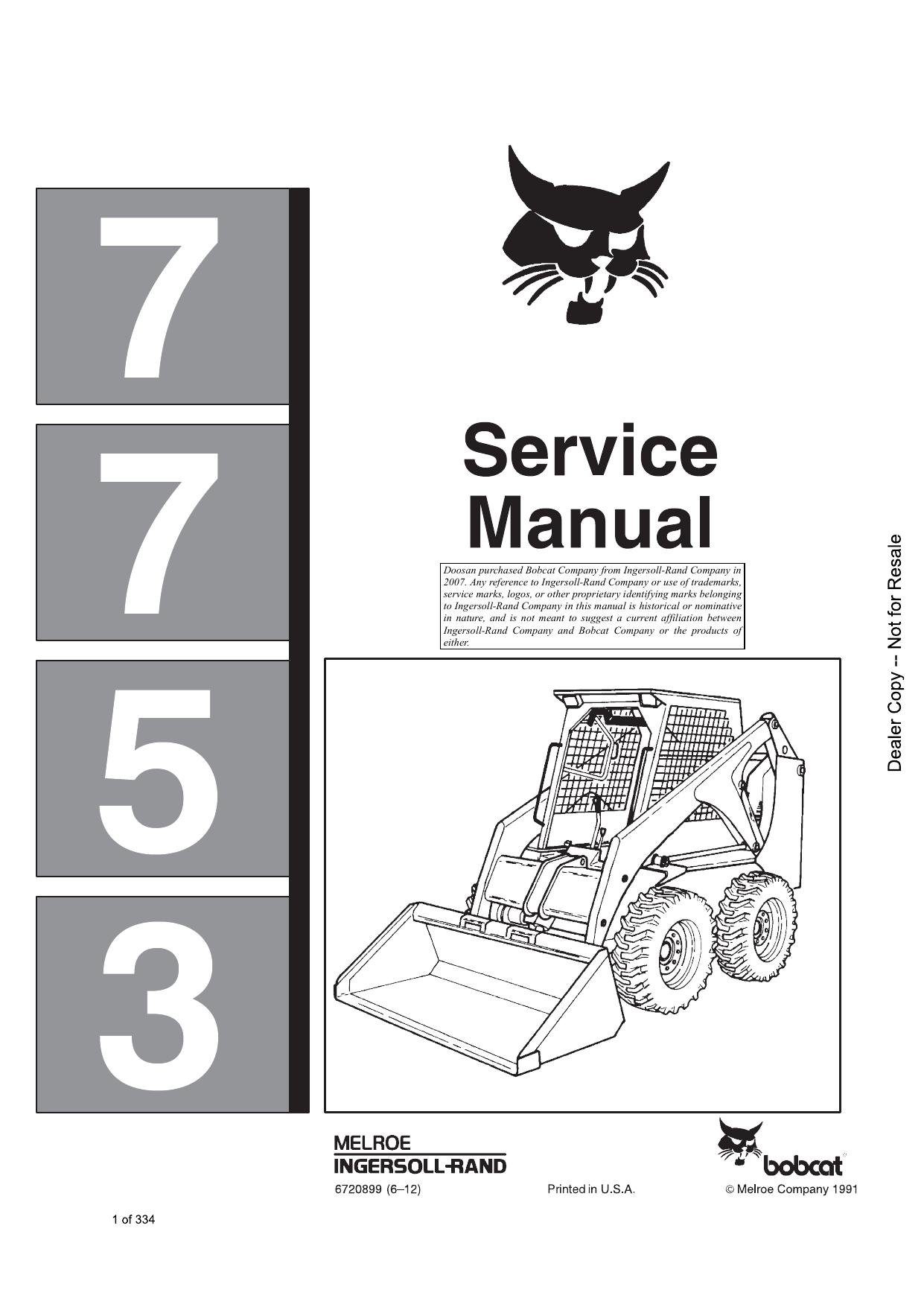 7753 Loader Service Manual Bobcat